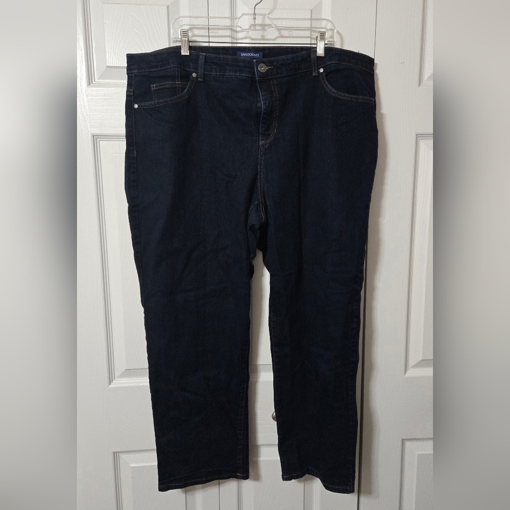Dark Blue Crop/Capri Stretch Denim Jeans, 24W Short, Style "Mandie", Like New
